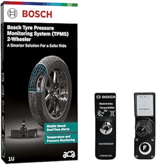 Bosch Tyre Pressure Monitoring System (TPMS) for Bikes with tubeless Tyres | Pack of 2 sensors | Real-Time Tracking & Alerts via Mobile App | 3-Year Warranty
