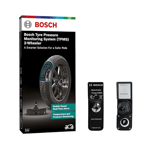 Bosch Tyre Pressure Monitoring System (TPMS) for Bikes with tubeless Tyres | Pack of 2 sensors | Real-Time Tracking & Alerts via Mobile App | 3-Year Warranty