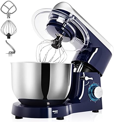 Stand Mixer, Petalirs 6 QT 660W 6-Speed Tilt-Head Food Mixer, Kitchen Electric Mixer with Dough Hook, Wire Whip & Beater