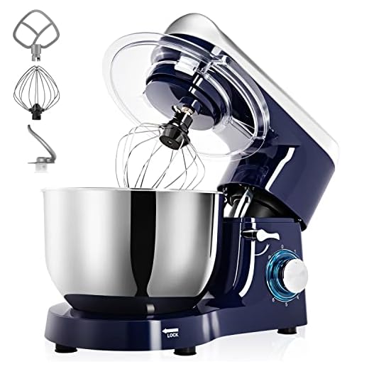 Stand Mixer, Petalirs 6 QT 660W 6-Speed Tilt-Head Food Mixer, Kitchen Electric Mixer with Dough Hook, Wire Whip & Beater