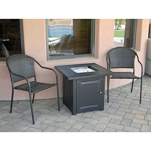 Hiland 28" Matte Black Propane Fire Pit Table #TOP2