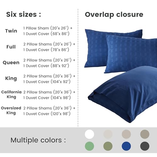 BISELINA 100% Cotton Duvet Cover Set Waffle Weave 3PCS (1 Comforter Cover, 2 Pillow Shams) Reversible Soft Skin-Friendly Breathable Shabby Chic Bedding for All Season - Navy Blue, Oversized King by BISELINA - Used condition - Image 6