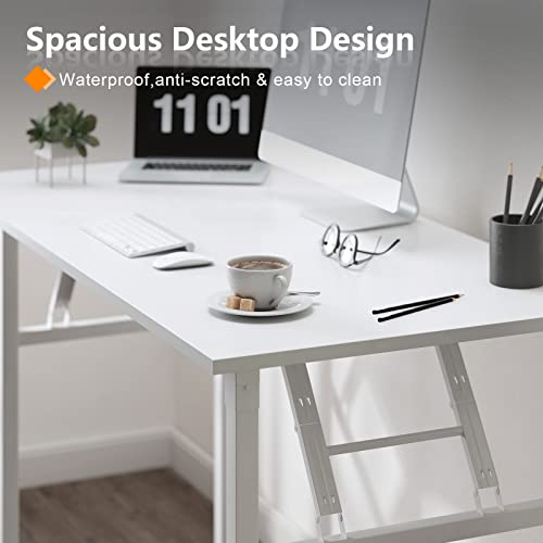 Need 31.5in Folding Computer Desk Foldable Work Desk Table Writing Desk Folding Home Office Desk, with BIFMA Certification, No Need to Assemble, White, AC5DW-8040-CA by Need - Image 5