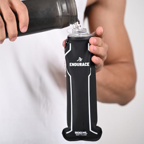 Image of Soft Hydration Flask Foldable Water Bottle, 500 ml, TPU Material, for Running, Camping, Outdoor Sports, Black