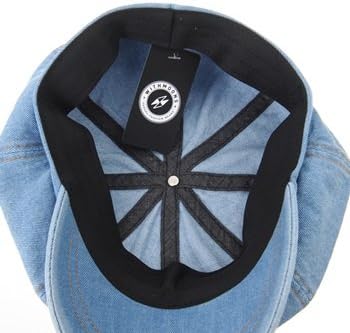 WITHMOONS Baker Boy Flat Cap Stitchy Beret Washed Denim Jean Hat DW3834 - Image 4