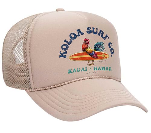 Joes USA Koloa Surf Cocky Surfer High Profile Poly-Foam Trucker Hat-Khaki