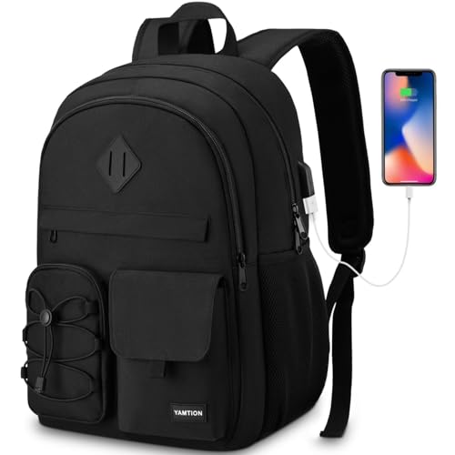 YAMTION Rucksack Laptop für Herren Damen,Schulrucksack Frauen mit USB&Laptopfach Schultasche Jungen Teenager Schulranzen Mädchen für Schule Uni Reise Studium Business