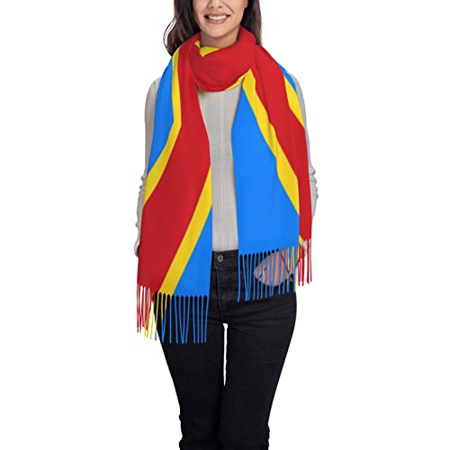 Congo Flag Poncho Winter Large Scarf Shawl Bandana Neck Wrap For Women