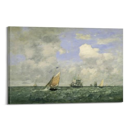 Poster Eugène Boudin bateaux à voile Havre 40x60 cm pour decoration salon