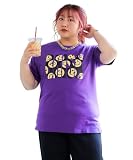 [ニッセン] Tシャツ・カットソー レディース 大きいサイズ 肌触りが気持ち良い綿１００％プリントＴシャツ（接触冷感・UVカット） にこちゃん・パープル LL