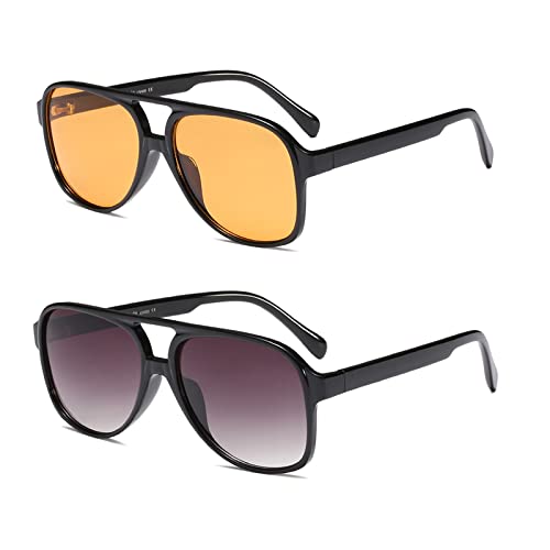 Image of Freckles Mark Vintage Retro 70s Sunglasses for Women Men Classic Large Square Aviator Trendy Glasses