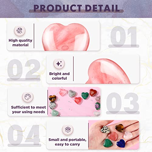 108 Pcs Heart Stones Worry Stones Bulk 0. 8 Inch Heart Shaped Rocks Natural Crystal Gemstones Bulk Healing Gift Palm Pocket Carved Rock Wedding Easter Day Decor Supplies(Elegant Style)