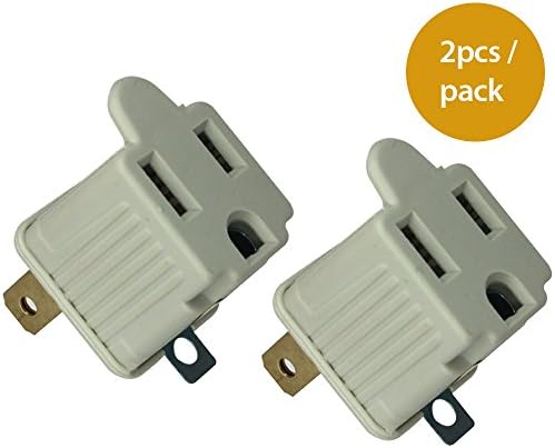 PI Manufacturing 3 Prong to 2 Prong Grounded Electrical Adapter, UL / cUL Listed - 2pcs/pack by PI Manufacturing