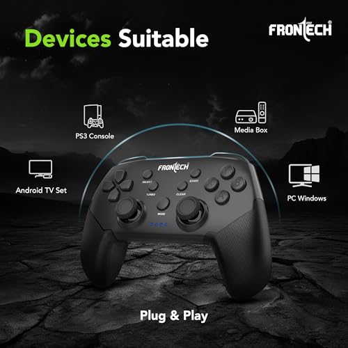 Image of FRONTECH Vortex Pro Wireless Gaming Pad, Dual Motor Vibration, 2.4G USB, 400mAh Battery, for PC /Windows /PS3 /Android TV (GP-0003)