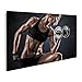 Bild auf Leinwand Fitness Hanteln Brutal Athletische Frau Pumping Up Muskeln Wandbild Poster Kunstdruck Bilder