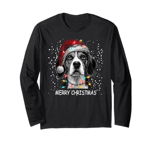 Beagle Dog Christmas Lights Pigiama Natale Pet Lover Maglia a Manica