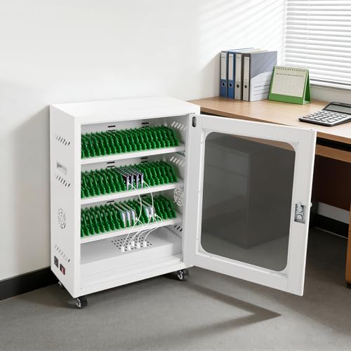 Image of 50 Device Cell Phone Charging Station, Rechargeable Cellphone Locker Storage Charging Station, Mobile Charging Cabinet for Cell Phone, USB Cell Phone Charging Cart with Lock