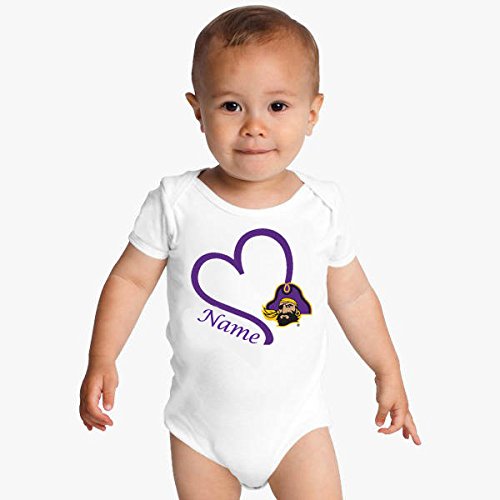 Future Tailgater East Carolina ECU Pirates Personalized Heart Baby Onesie (3-6 months)