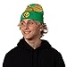Mighty Morphin Power Rangers Men's Green Ranger Beanie Gold Armor Embroidered Patch Knit Fold Cuff Beanie Hat OSFM