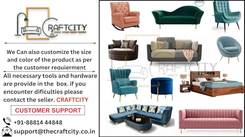 Image of CRAFTCITY Sheesham Wood Elegant Chair with Pillow and Matching Foot Stool /Living Room Chair /Rose Wood Rocking Chair,Pre-Assembled (Green, Rocking Chair with Ottoman)