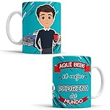 tazas para padrinos de boda Taza de cerámica blanca, Regalo económico y original con un grabado brillante.