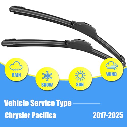 Image of Gavimnal Silicone Wiper Blades Replacement For Chrysler Pacifica 17-25 | 26 inch+20 inch Front & 14 inch Rear, All-Weather, Streak-Free, OE-fit, Quiet, Easy One-Click Install