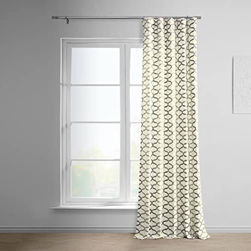 Image of HPD Half Price Drapes Modern Wavy Geometric Printed Luxury Cotton Curtains 84 Inches Long (1 Panel) Room Darkening Window Curtains for Bedroom & Living Room, 50W x 84L, Wavy Silver Grey