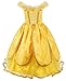 Produktbild JerrisApparel Belle Kleider Kostüm Party Schick Ankleiden für Prinzessin Mädchen, Gelb 1, 6 Jahre (Herstellergröße: 130)