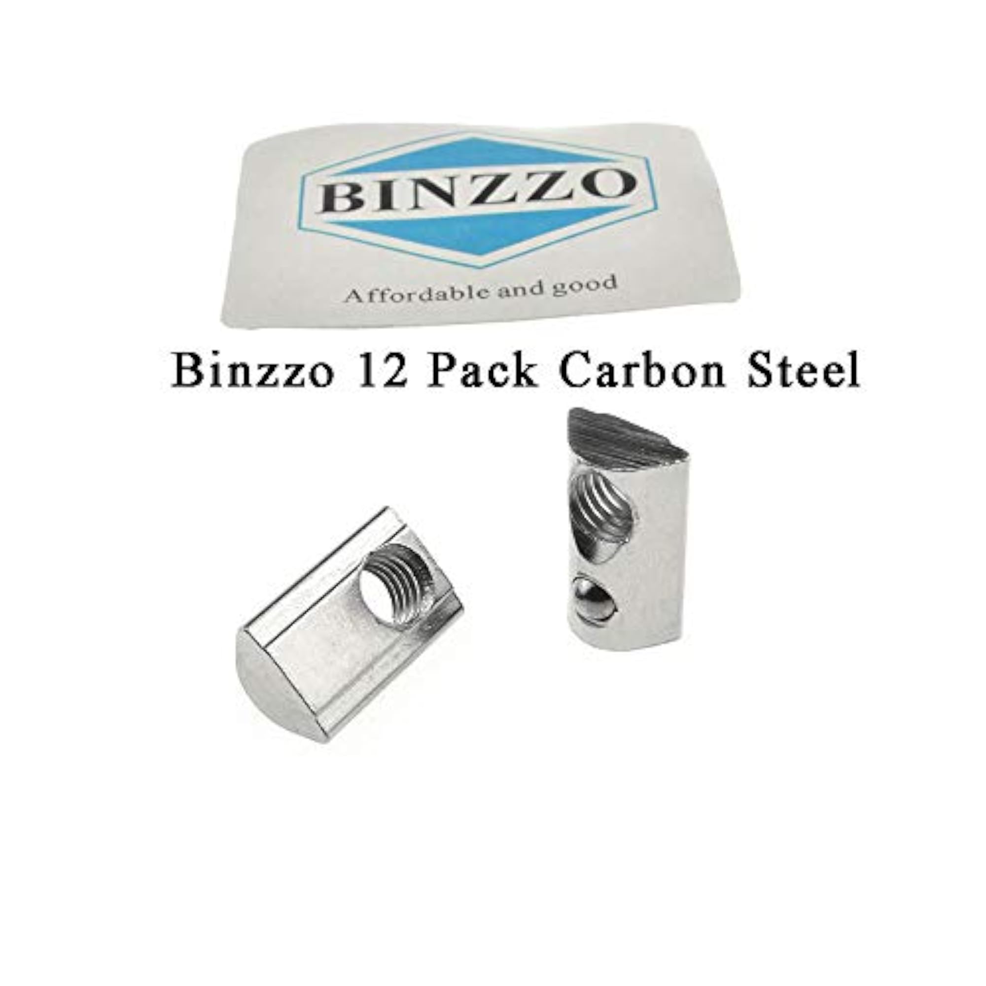 Binzzo 4040 Series M8 T Slot Nuts Roll-in Spring Ball Loaded Elastic 12 Pack