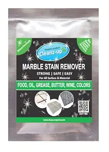 Cleanz-up Acid Free, Easy Use - Marble Stain Remover | Clean Stains of Food, Paan, Gutka, Dirt, Grime, Drawing Colors, Black Molds etc | Eco-Friendly, Fumeless - 50 gms Pack makes 250 ml Liquid