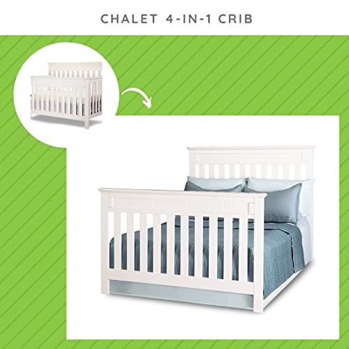 Image of Full-Size Conversion Kit Bed Rails Compatible with Chalet Convertible Crib by Delta Children - Solid Wood Rail #0050 - Toddler & Adult Bed Rail - Nursery & Baby Furniture (White Ambiance - 108)