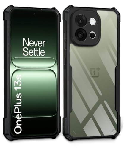 Image of WOW IMAGINE Shock Proof Clear Protective Back Case for 1+ OnePlus 13s 5G - AirEDGE Technology | 360 Degree Camera Protection | Transparent Hybrid Back Case Mobile Cover - Black