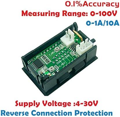 Amperímetro digital 100 V 10 A DC com voltímetro digital azul + vermelho visor de duas cores LED Amp