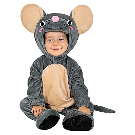 Funidelia | Disfraz de ratón para bebé Animales - Disfraz para bebé y divertidos accesorios para Fiestas, Carnaval y Halloween - Talla 6-12 meses - Gris/Plateado