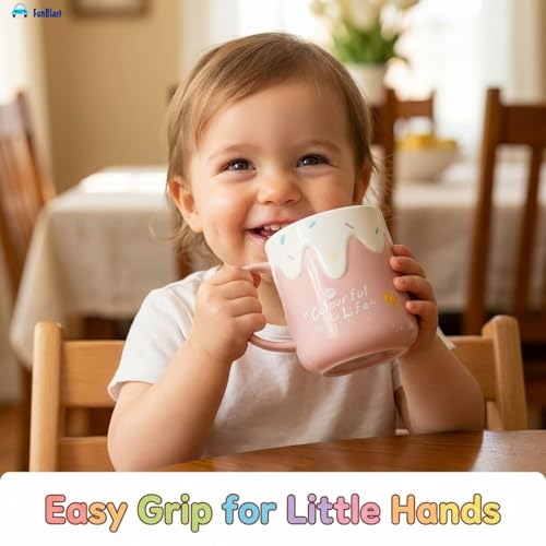 Image of FunBlast Milk Mug for Kids - 420 Ml; Unbreakable Mug for Kids, Milk Mugs for Kids Unbreakable - Milk Drinking Cup for Kids (Pink3)