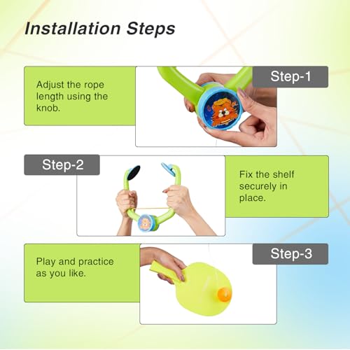 Image of Amazon Brand - Symactive Hanging Table Tennis Self-Training Gaming Set | 2 Racket & 6 Practice Balls | Portable | Double Sparring Hanging | Durable | Multicolor