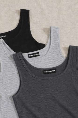Image of Women's 1x1 Rib Cotton Stretch Tank Top Sleeveless Basic Vest Pack of 3