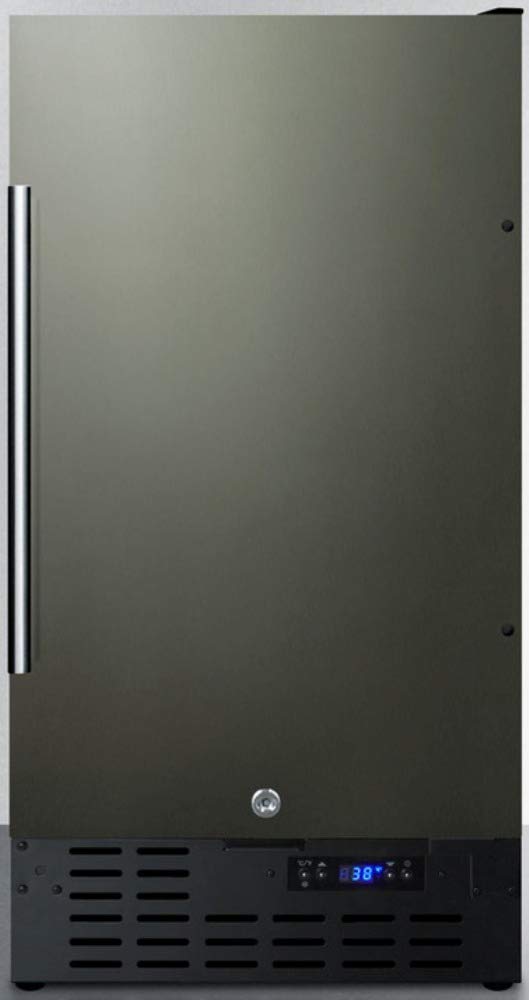Summit Appliance FF1843BKS 18" Wide Built-in Undercounter All-refrigerator with Black Stainless Steel Door, Black Cabinet, Digital Thermostat, Automatic Defrost and Front Lock on Fridge.com