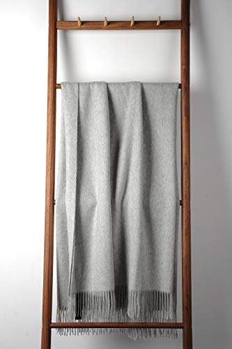 Ep Mode 100% Pure Cashmere Throw Blanket For Sofa, Classic Design With Gift Box (Lt. Heather Grey) #TOP4