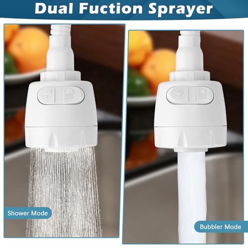 Image of 8 in RV Kitchen Faucet, XFIRE-GEAR Camper Faucet Kitchen with Flexible Arc 360 Degree Rotatable Dual Function Sprayer, RV Sink Faucets for Motorhomes, Travel Trailers (White)
