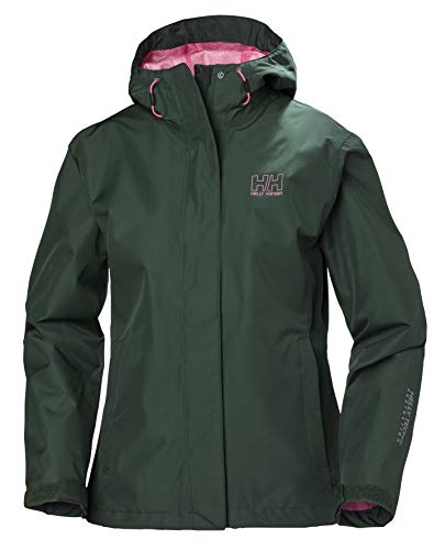 Helly Hansen Women's Seven J Waterproof Windproof Breathable Rain Coat Jacket, 390 Jungle Green, X-Small