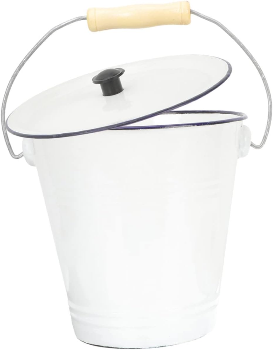 Thickened Enamel Bucket Lid 7l Milk Bucket Vintage Storage Laundry Room Organization