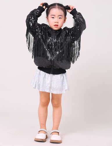 Tessel Girls Sequin Jackets Kids Boys Bomber Hoodie Jacket Zip Up Coat Sparkle Outwear Birthday Clothes3