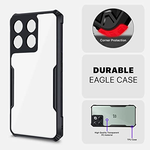 Image of Pikkme Oneplus 10T 5G Back Cover | Crystal Clear Transparent Back | Ultra Hybrid | Full Camera Protection | Raised Edge | Bumper Back Case for Oneplus 10T 5G (Black)