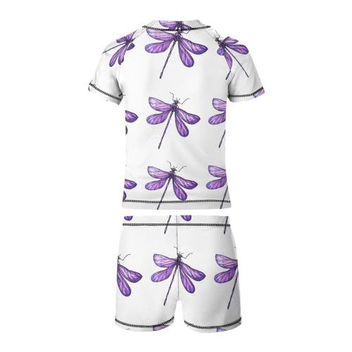 Chic Purple DragonfliesChildren's Swimsuits Boys Two Piece Suit8-10Y（130cm）3