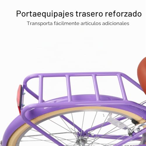 Miniatura 7 de Glerc Missy 26 Pulgadas Bicicleta Para Niñas Cruiser Juvenil Adolescente Mujer Bicicleta Híbrida Urbana De 6 Velocidades Para Adolescentes De 14, 15, 16, 17, 18, 19, 20 Años Con Cesta De Mimbre Y