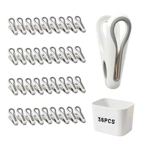 36er Set de Pinzas para la Ropa con Cesta para Pinzas, Pinzas de plástico Resistentes de 2,5 Pulgadas sin Marcas, Antideslizantes y Extra Fuertes para Ropa, Toallas y hogar