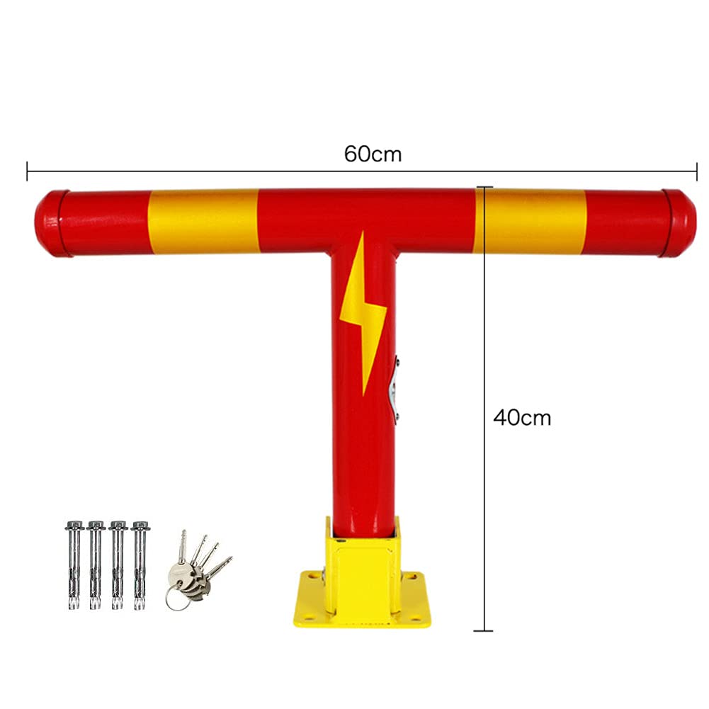 Bolardo de bloqueo de espacio de estacionamiento de automóviles Amarillo y Rojo, Forma de T, Barrera de estacionamiento de Acero Resistente plegable, Interceptor de carril de Barrera de seguridad de