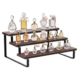 Presentoir Parfum Bois à 3 Niveaux, Organisateur Rangement Parfum Cosmétiques, Étagère Escalier pour Figurines, Cupcakes, Épices, Buffet Apéritif, Support Affichage pour Maison et Boutique, 35 cm(A)