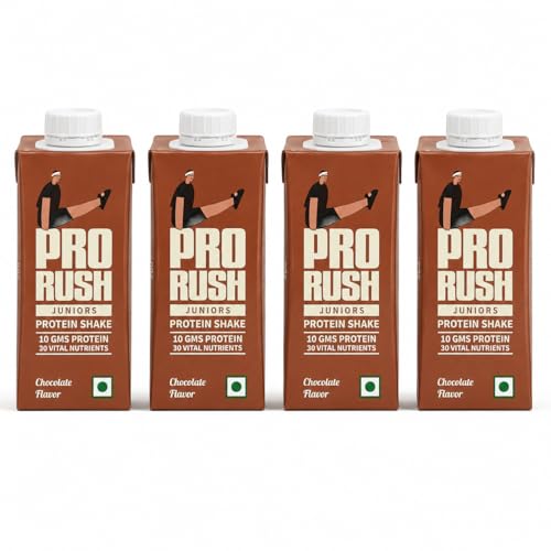 Image of Prorush Protein Shake, 10g Protein, 30 Vital Nutrients, Chocolate Falvoured, 4 X 200ml, Ready to drink